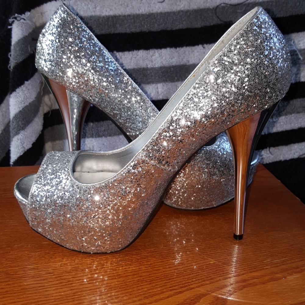 Silver Glitter Heels